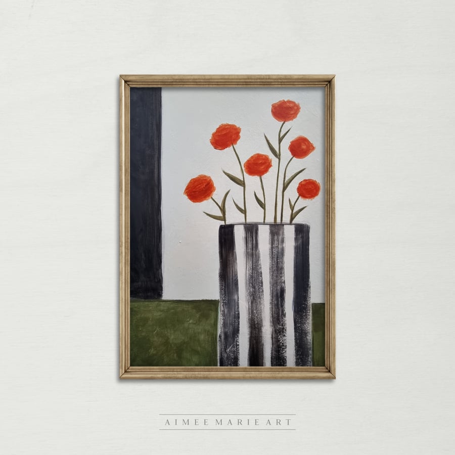 Original Flower Painting - Unframed