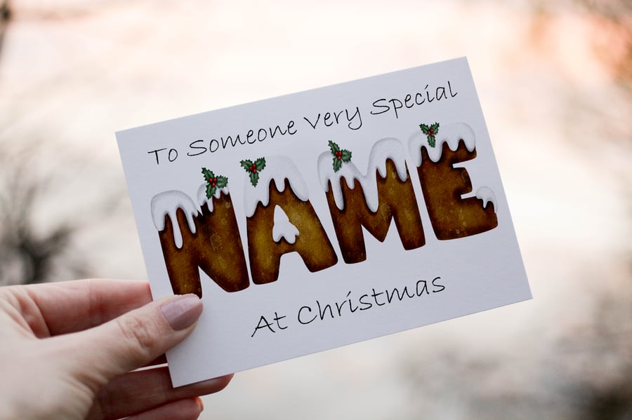 Someone Special At Christmas Card, Letter Art Christmas Pudding Card