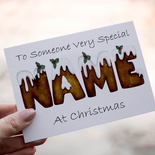Someone Special At Christmas Card, Letter Art Christmas Pudding Card