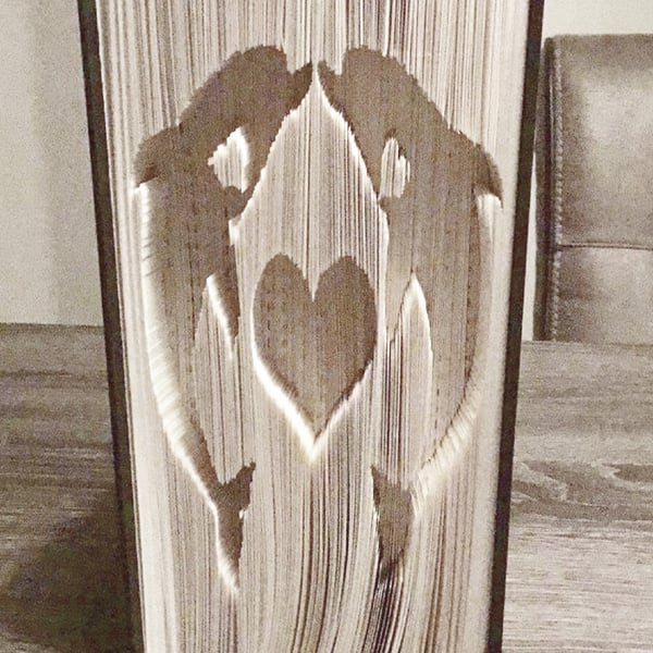 Dolphins in Love CUT & FOLD Book Folding Pattern - EMAILED PDF PATTERN