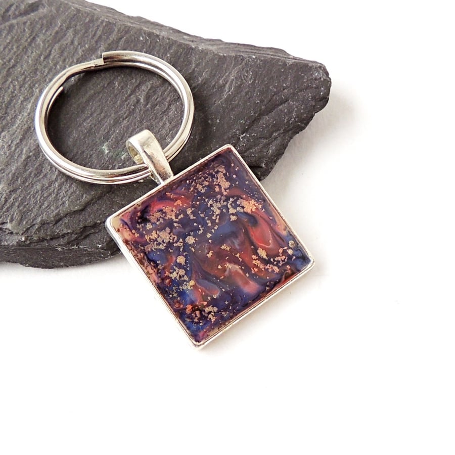 Purple & Gold Marble Pattern Keyring - 733