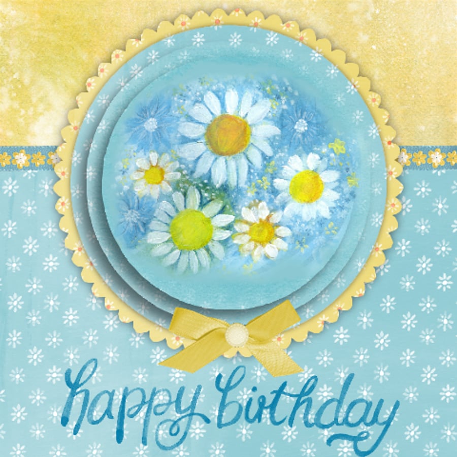 Flowers birthday card, daisy