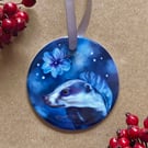 Perfectly Imperfect - Ceramic Badger, hanging ornament, badger gift 