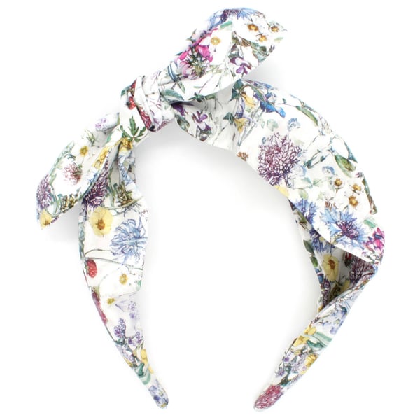 Liberty Fabric Women's Side Bow Headband, Wild Flowers Print