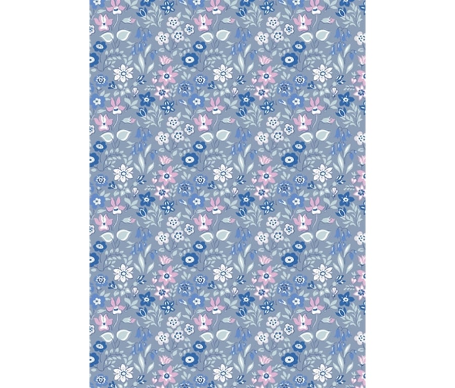 Liberty Fabric Silver Bells Blue - Deco Dance Collection