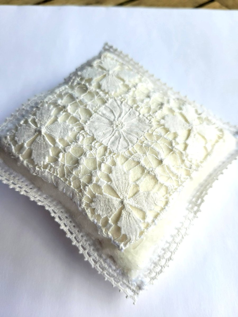 Vintage Linen Pincushion. Hand sewn