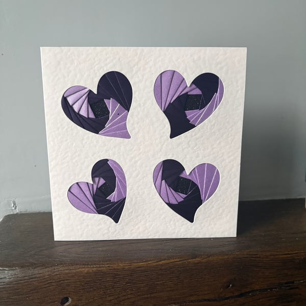 Iris handmade love heart card