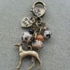 Small Bag Charm With Greyhound Dog 