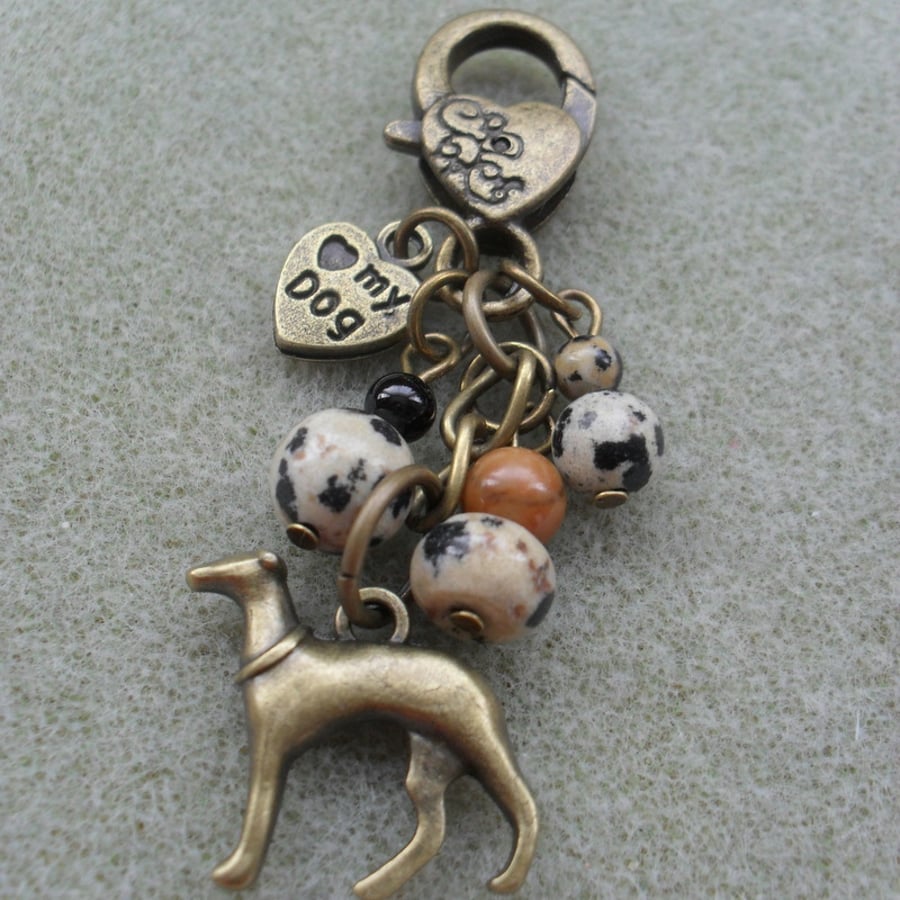 Small Bag Charm With Greyhound Dog 