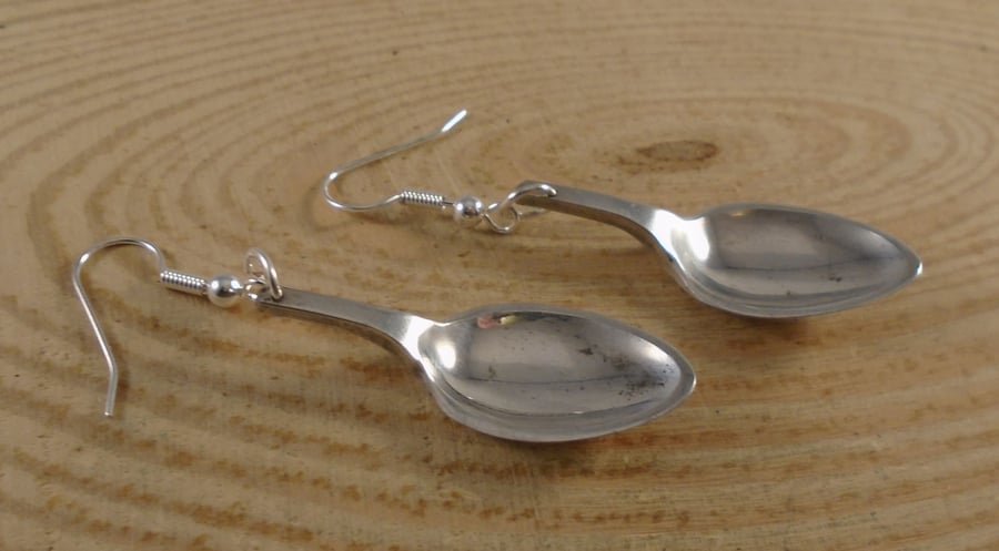 Upcycled Silver Plated Sugar Tong Spoon Earrings SPE102011