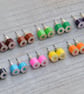 colour pencil ear studs, the hexagon version in candy colours - Image 1