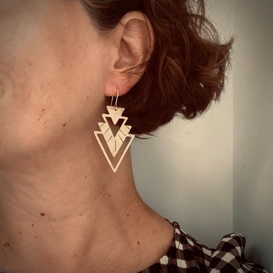 NOUVEAU Golden Brass Earrings   