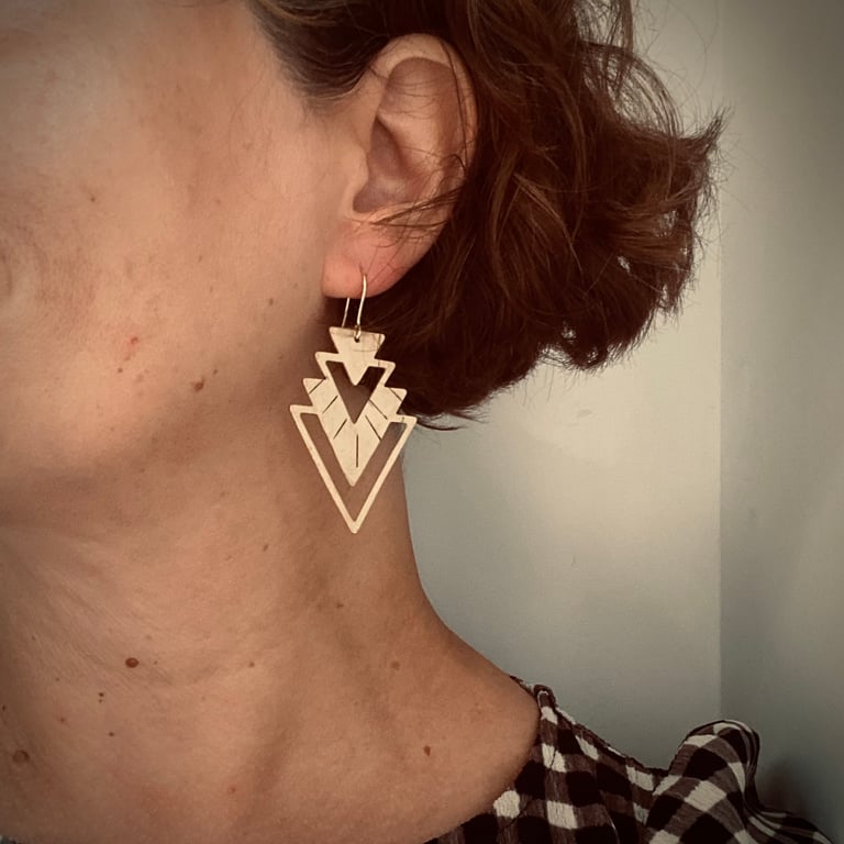 NOUVEAU Golden Brass Earrings   