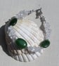 SALE Green Nephrite Jade & Clear Quartz Gemstone Bracelet "Frosty Pine"