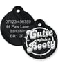 Cutie With A Booty - Personalised Dog ID Collar Tag: Funny Custom Pet Safety Tag