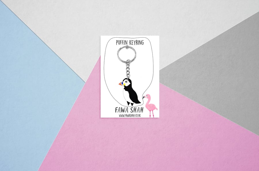 Puffin Keyring - Handpainted - Bag Charm