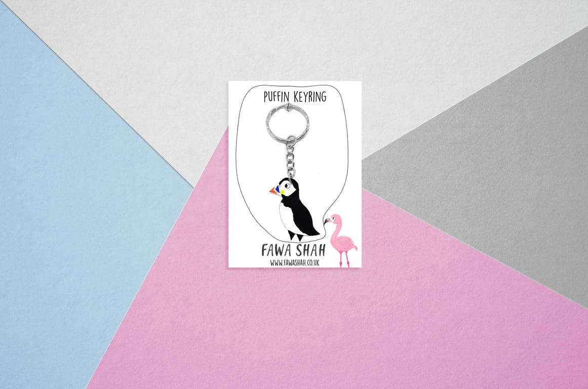 Puffin Keyring - Handpainted - Bag Charm