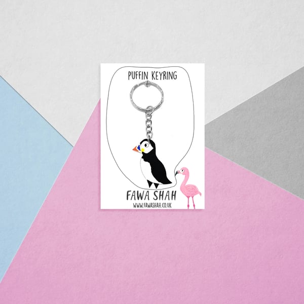 Puffin Keyring - Handpainted - Bag Charm