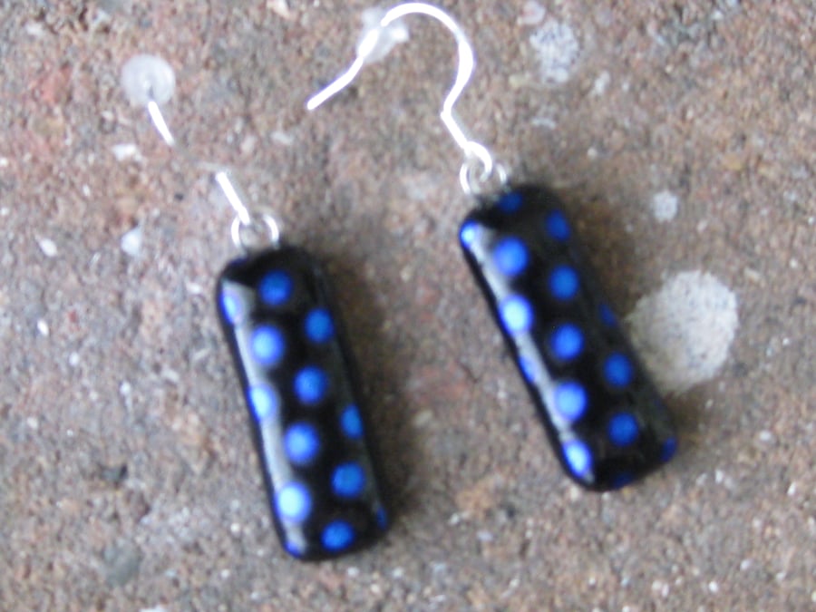 Dangling Fused Dichroic Glass Earrings