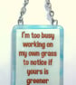 Handmade Fused Glass Busy Working On Own Grass Hanging Picture Sign - Image 2