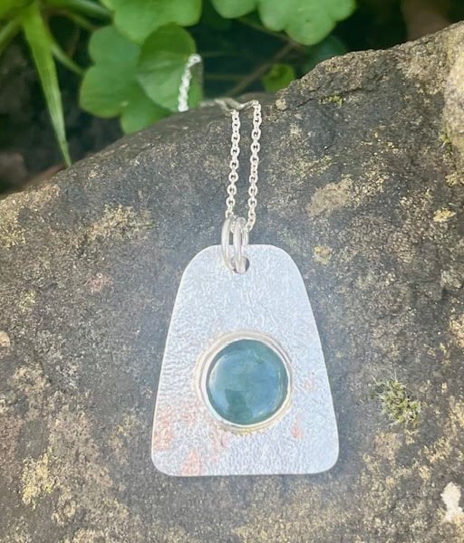 Handmade Sterling Silver 925 Jade Pendant Necklace & Chain
