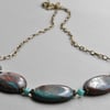 Storm Chaser Riban Jasper, Czech Aqua Glass and Chain Necklace ONE DAY SALE
