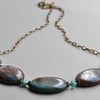 Storm Chaser Riban Jasper, Czech Aqua Glass and Chain Necklace ONE DAY SALE