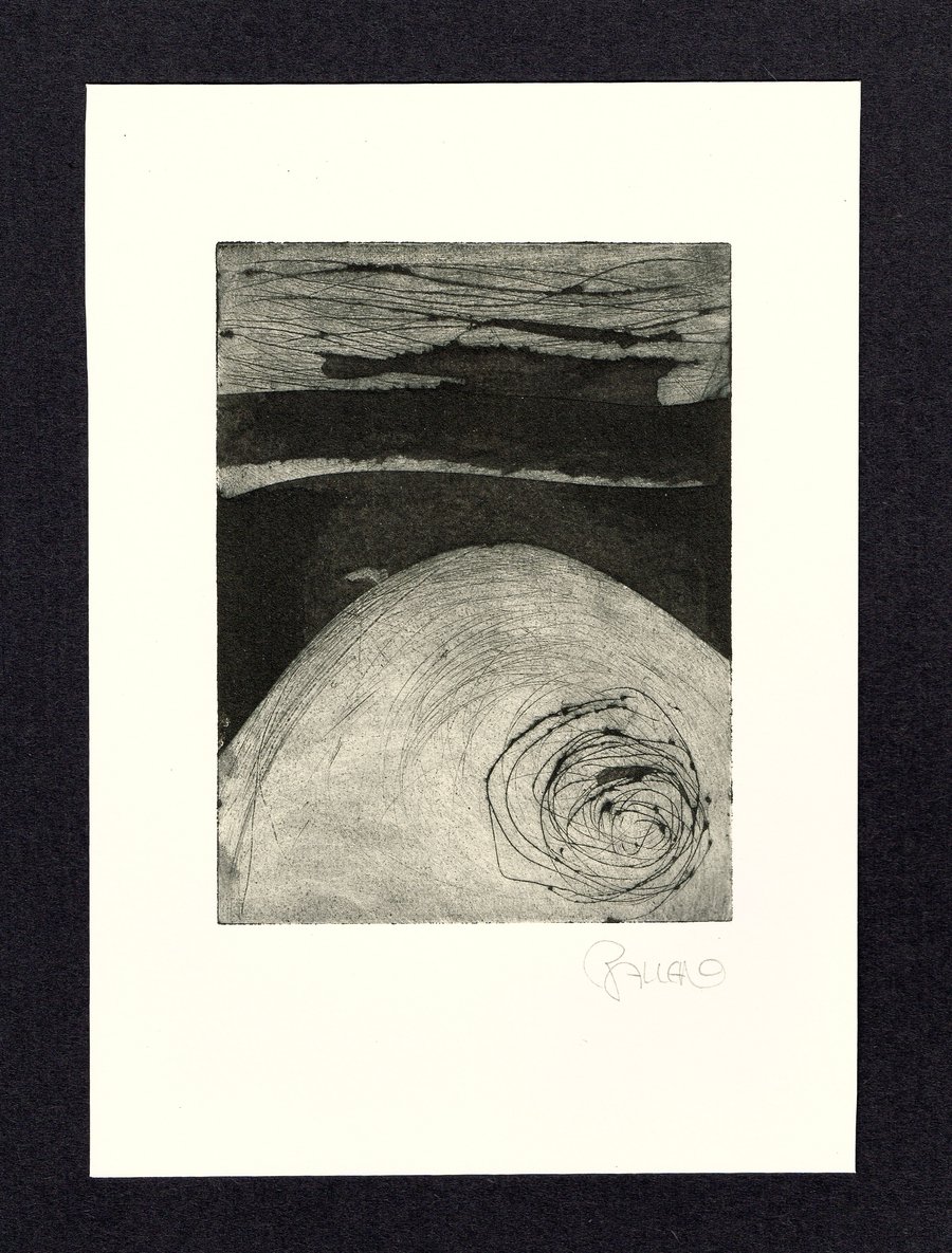 Abstract hand printed collagraph print