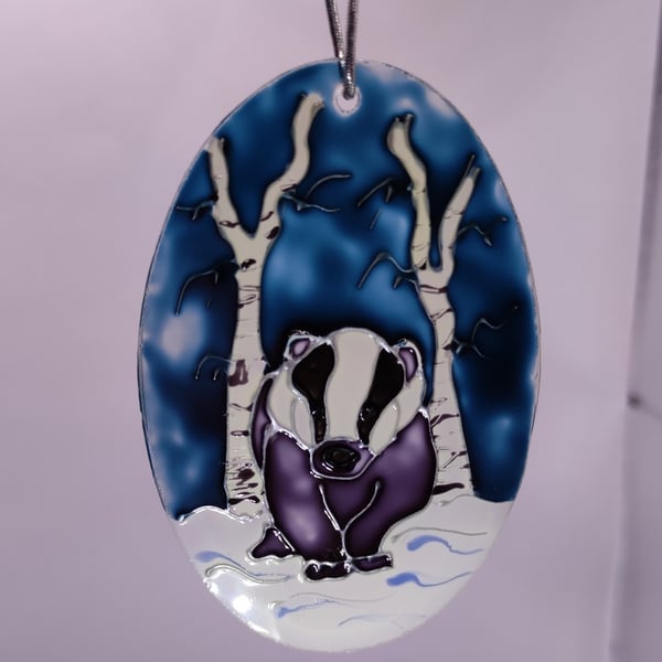 Handmade glass painted window hanging or Christmas tree bauble
