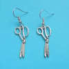 Silver scissor charm dangle earrings