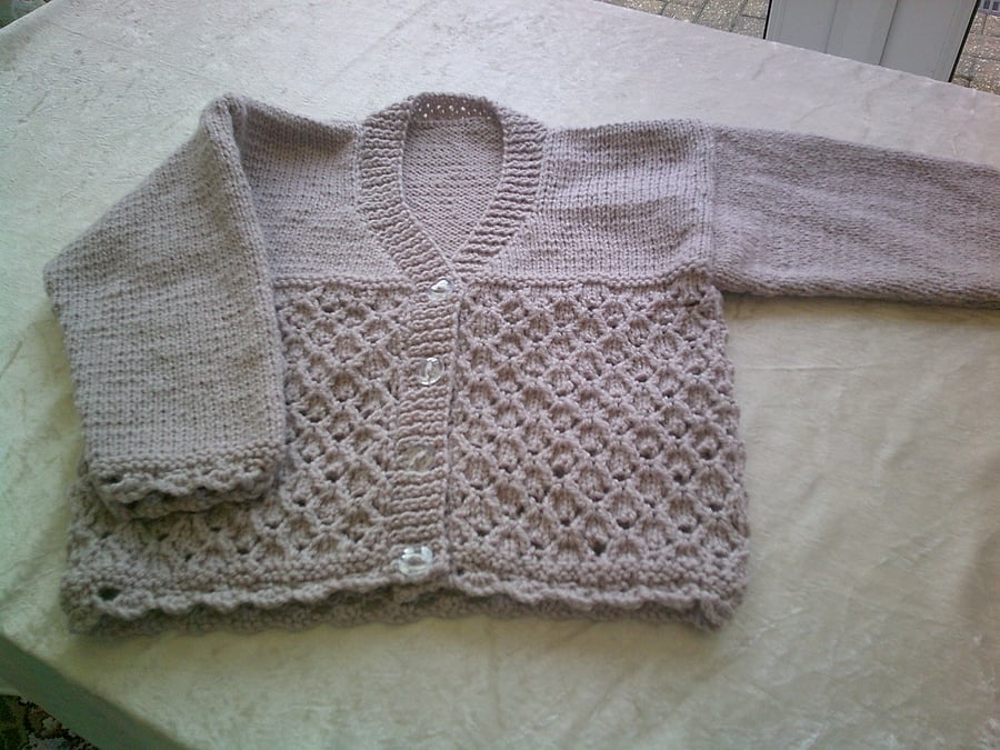 22 inch Mushroom coloured lacy cardigan