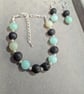 Black Lava & Amazonite bracelet and matching earrings  - Image 2