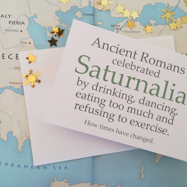 1 Saturnalia Funny Christmas Card Roman Mythology, History, Winter Solstice