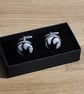 Black and White hand turned resin insert cufflinks - Image 1