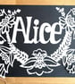 Large Bespoke Custom Personalised Handmade Floral Name Papercut