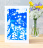 'Folkloric fairytale' design, Blue Cyanotype Art Card, Birthday card