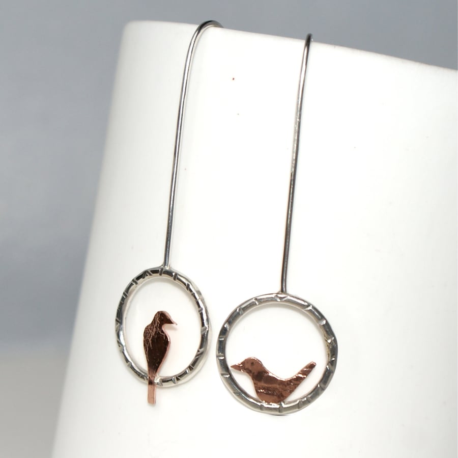 Mis-matched Little bird drop earrings