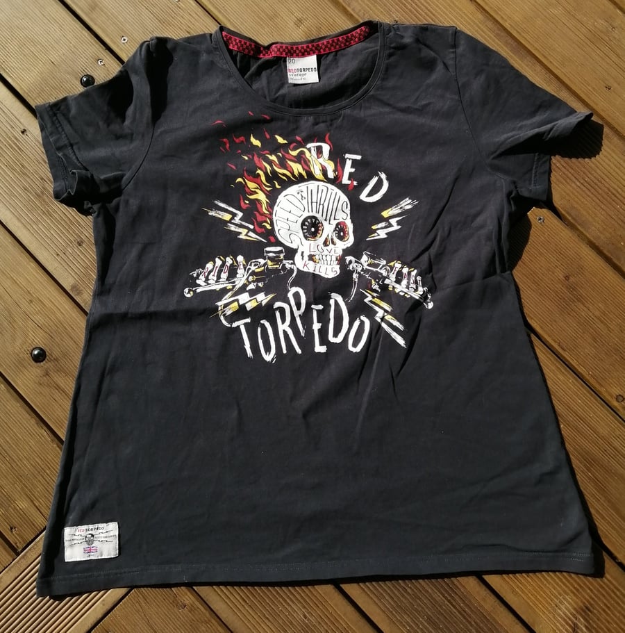 Vintage 2000's Red Torpedo 'Speed Thrills - Love Kills' Top Tshirt size 20