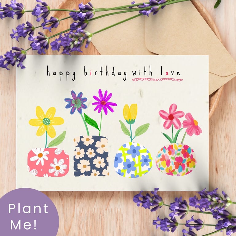 Plantable Wildflower Birthday Card, Eco Friendly Gift, Handmade in the UK