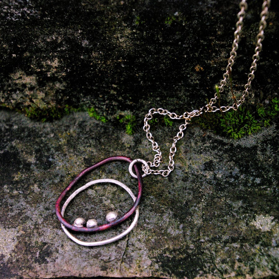  Silver and Copper  Seed Necklace