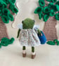  Handmade Knitted Frog in Floral Dress, Collectible Little Frog, Dot PebblesFrog - Image 4