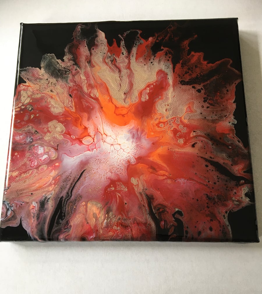 Original fluid art dutch pour painting, from abstract flower collection 5th of 5