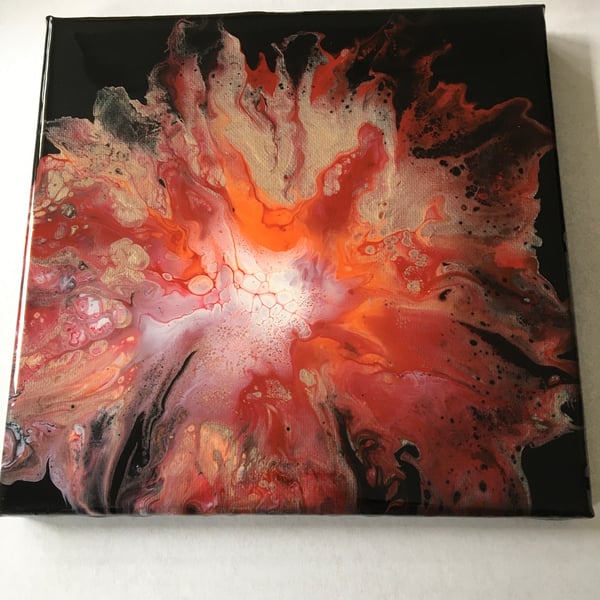 Original fluid art dutch pour painting, from abstract flower collection 5th of 5