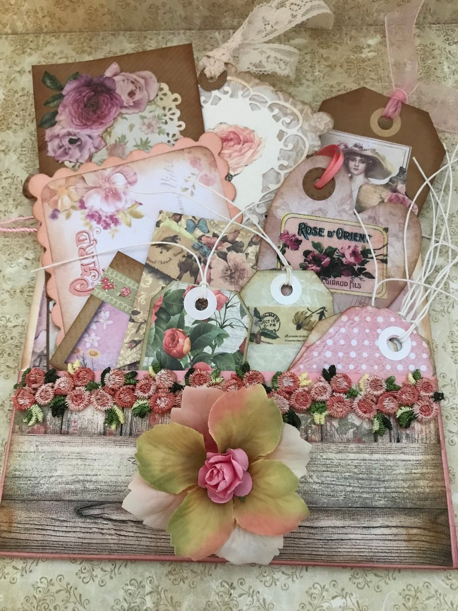Vintage Rose Garden Loaded Pocket Folio Scrapbo... - Folksy