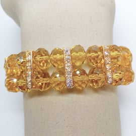 2 Strand Topaz Crystal Stretch Bracelet, Jewellery Gift for Her