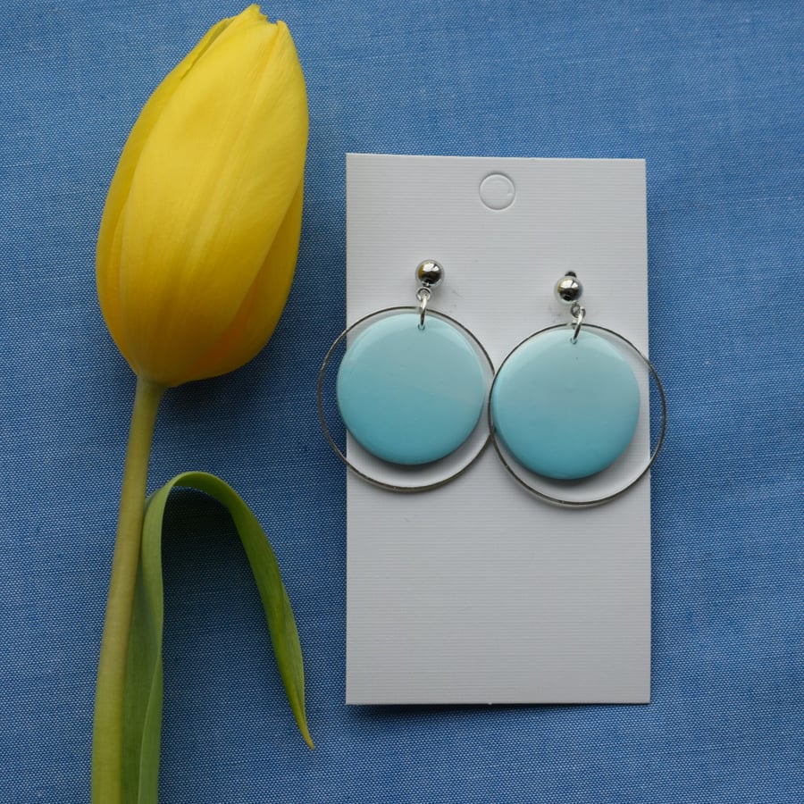  Circle Hoop Gradient Drop Earrings