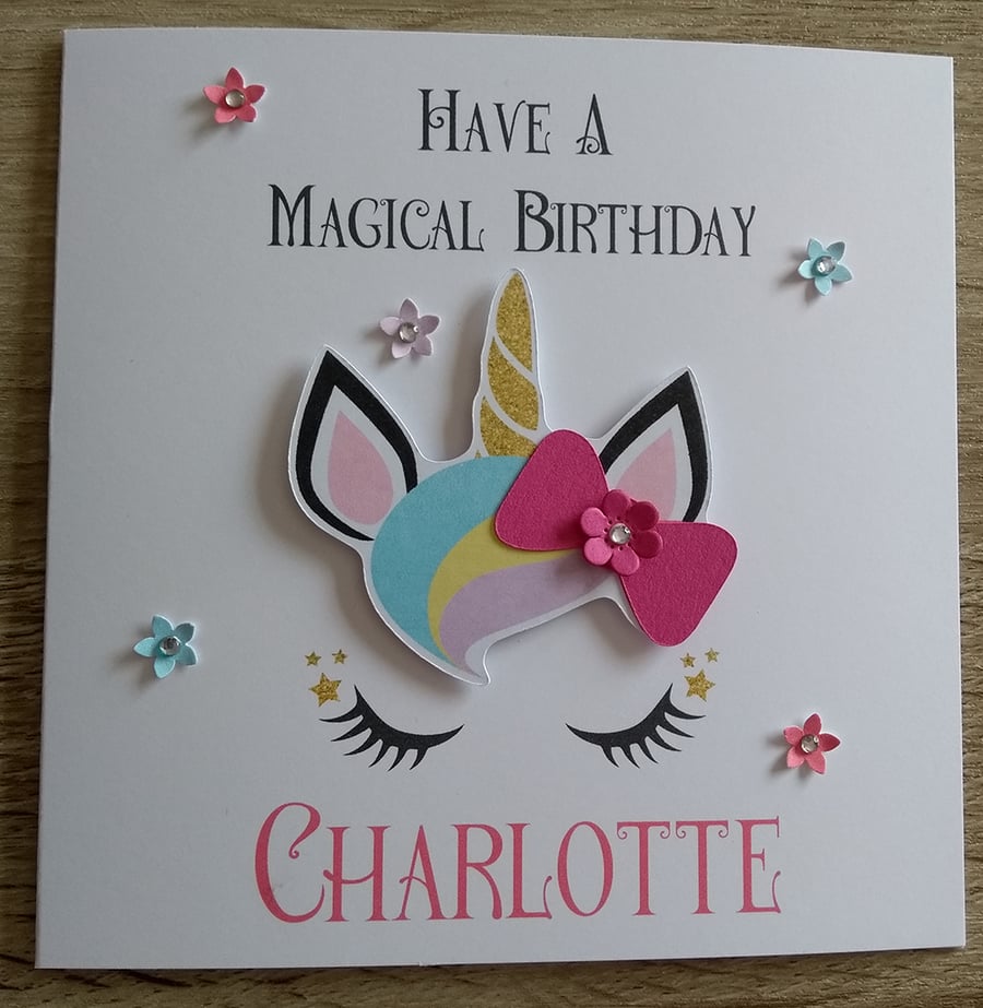 Personalised Unicorn Birthday Card (style1)