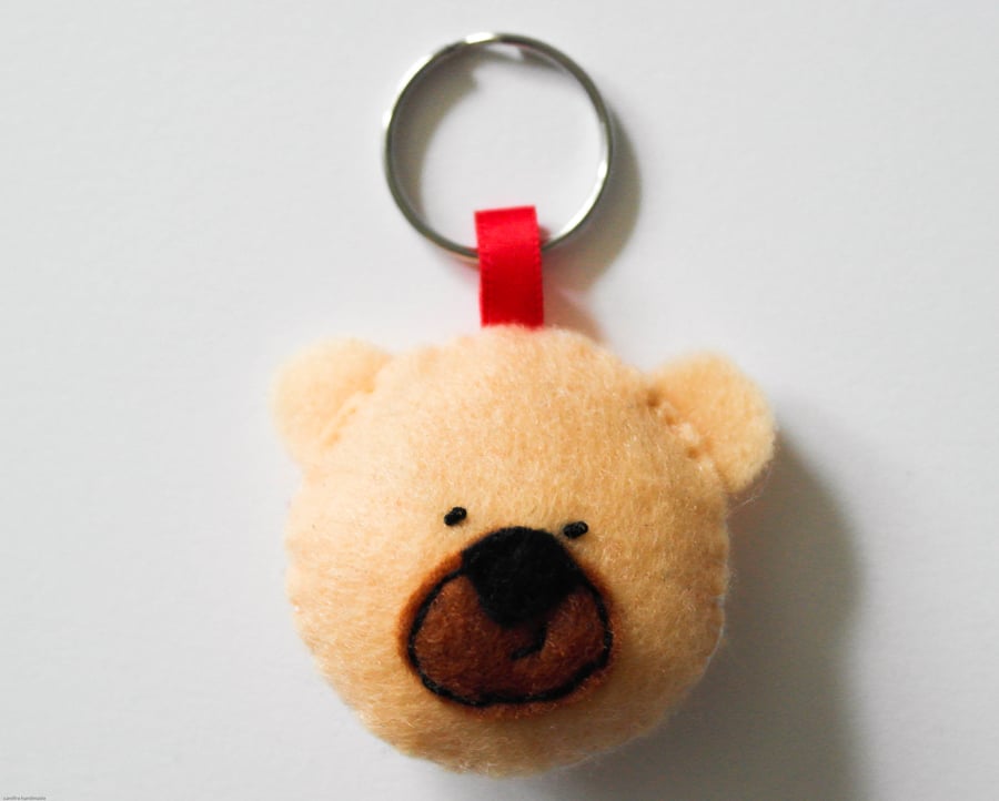 Perfectly Imperfect Bear Felt Keyring, Kawaii Handmade Keyring, Valentine's Gift