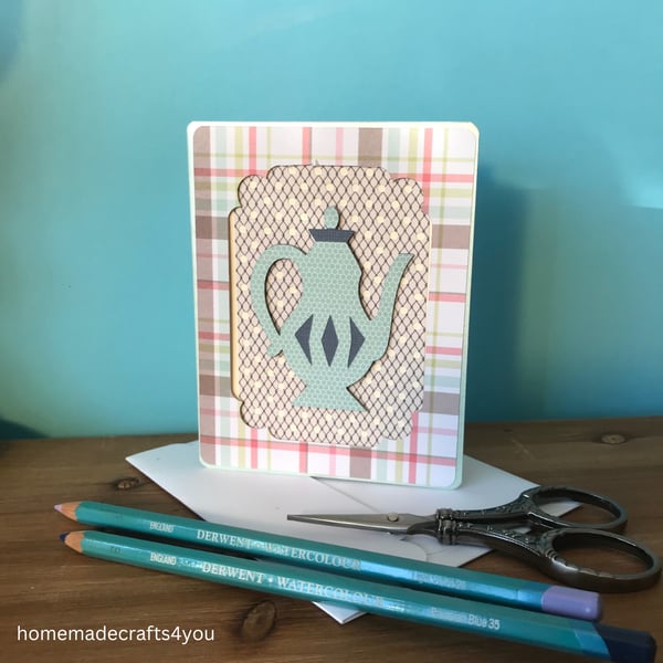 Raised handmade teapot card