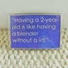 Having A 2 Year Old Toddler Chaos Quotation Magnet for New Parents